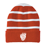 Striped Beanie With Solid Band