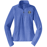 Embroidered HEATHERED LIGHTER BLUE Ladies 1/2 Zip Performance Pullover